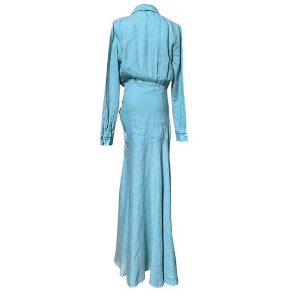 In The Mood For Love Peggy Maxi Dress Size XS 100% Linen Long Sleeved Collared - Picture 5 of 13